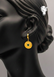 Sun Green Stone Stud Earrings