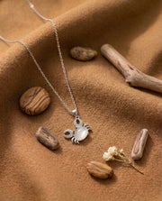 Capricorn white lobe gold plated necklace