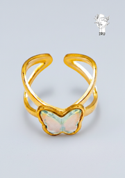 X Butterfly Ring with Blue Stones