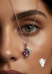 Dolphin heart necklace, stones
