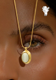 White Stone Necklace, Oval