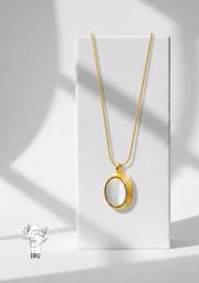 White Stone Necklace, Oval