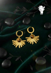 Half-Rose Brown Stone Stud Earrings