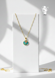 Rose necklace, light-blue enamel