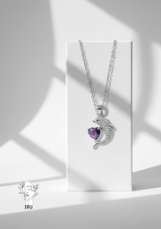 Dolphin heart necklace, stones