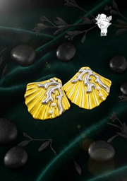 Shell Earrings with Silver Coral Accents