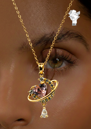 Galaxy crescent and heart necklace
