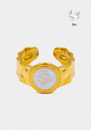 Moon Ring with White Enamel