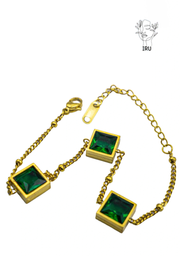 Square Green Stones Bracelet