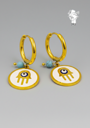 Hand White Enamel Stud Earrings