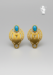 Pharaonic Scarab Earrings – Blue Stone