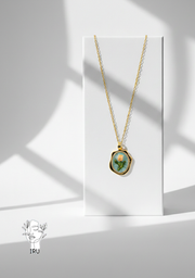 Tulip rose necklace, light-blue enamel