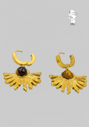 Half-Rose Brown Stone Stud Earrings