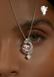 Galaxy crescent and heart necklace