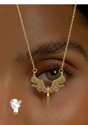 Large Phoenix Necklace with White Stones