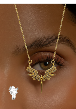Large Phoenix Necklace with White Stones