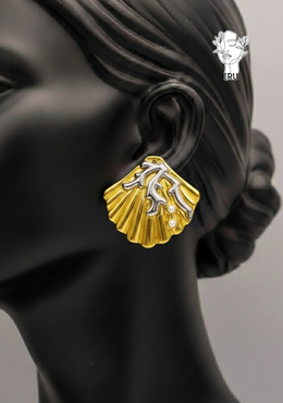 Shell Earrings with Silver Coral Accents