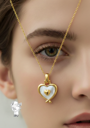 White enamel heart necklace