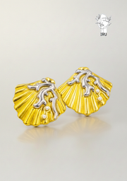 Shell Earrings with Silver Coral Accents