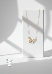 Butterfly necklace, hollow white turquoise stones