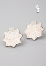 Arabic-Style Earrings – White Enamel