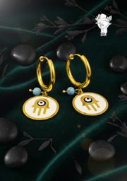 Hand White Enamel Stud Earrings