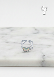 X Butterfly Ring with Blue Stones
