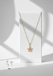 Rose necklace, pink stones