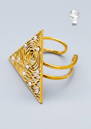 Hollow Triangle Ring with Stones