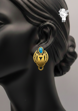 Pharaonic Scarab Earrings – Blue Stone