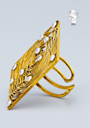 Hollow Rectangle Ring with Stones