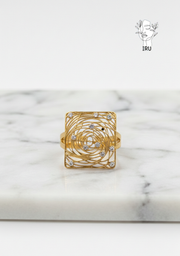 Hollow Rectangle Ring with Stones