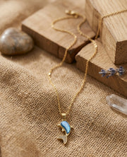 Dolphin gold plated Blue lobe necklaces