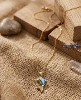 Dolphin gold plated Blue lobe necklaces