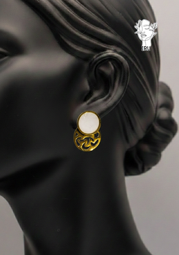 Geometric White-Shell Earrings with Laser-Cut Designs