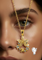 Rose circular frame necklace