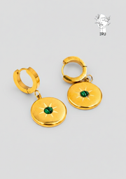 Sun Green Stone Stud Earrings