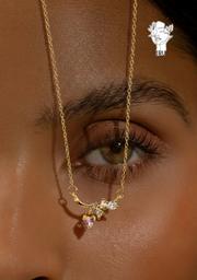 Wheat spike necklace with heart stone