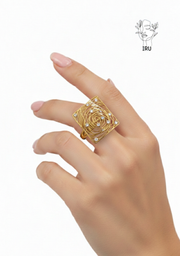 Hollow Rectangle Ring with Stones
