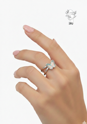 X Butterfly Ring with Blue Stones