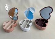 Heart-shaped plastic jewelry organizer with mirror