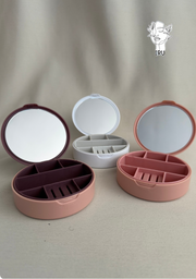 Round plastic jewelry organizer with mirror