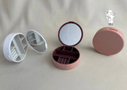 Round plastic jewelry organizer with mirror