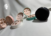 Round leather jewelry organizer with zipper