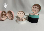 Round leather jewelry organizer with zipper