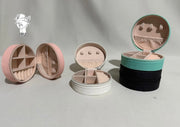 Round leather jewelry organizer with zipper