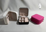 Square leather jewelry organizer with zipper