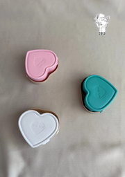 Heart-shaped plastic jewelry organizer with secure closure and leather handle