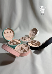 Round leather jewelry organizer with zipper