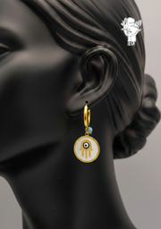 Hand White Enamel Stud Earrings